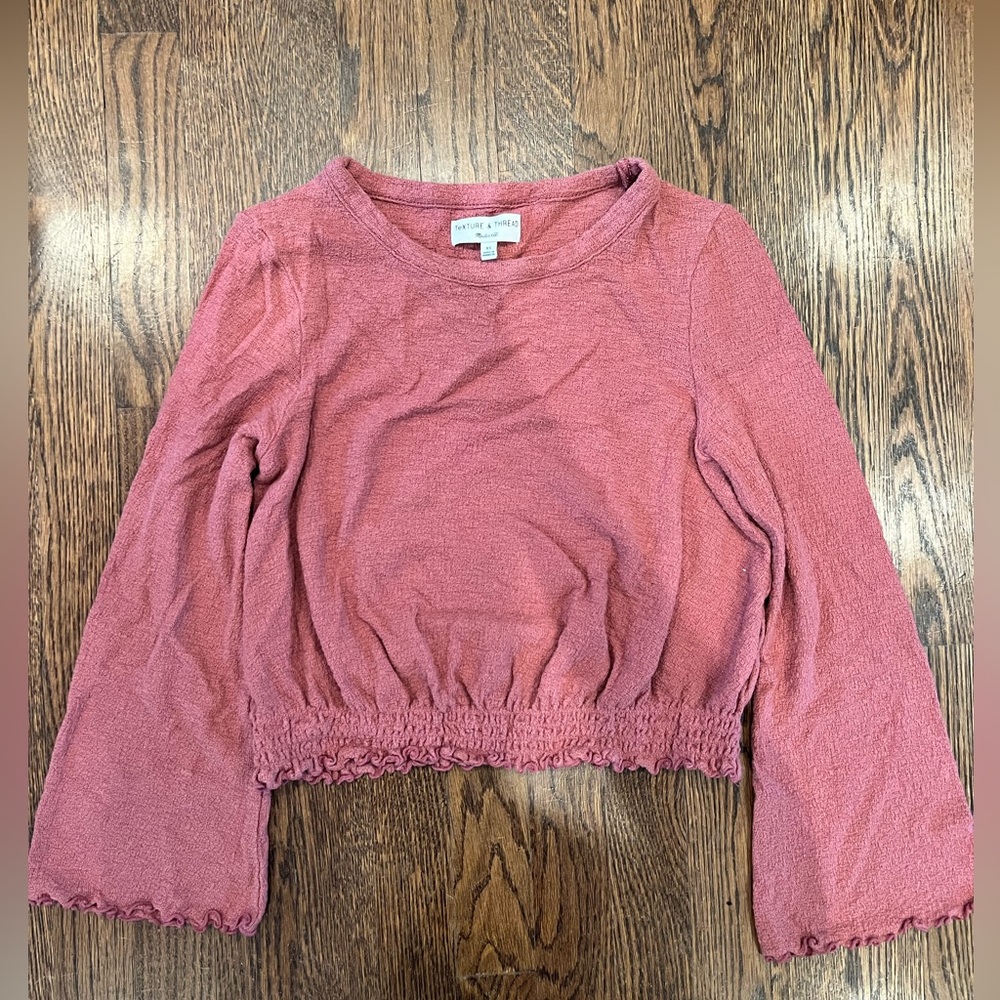 Madewell Texture and Thread cropped wide sleeve top